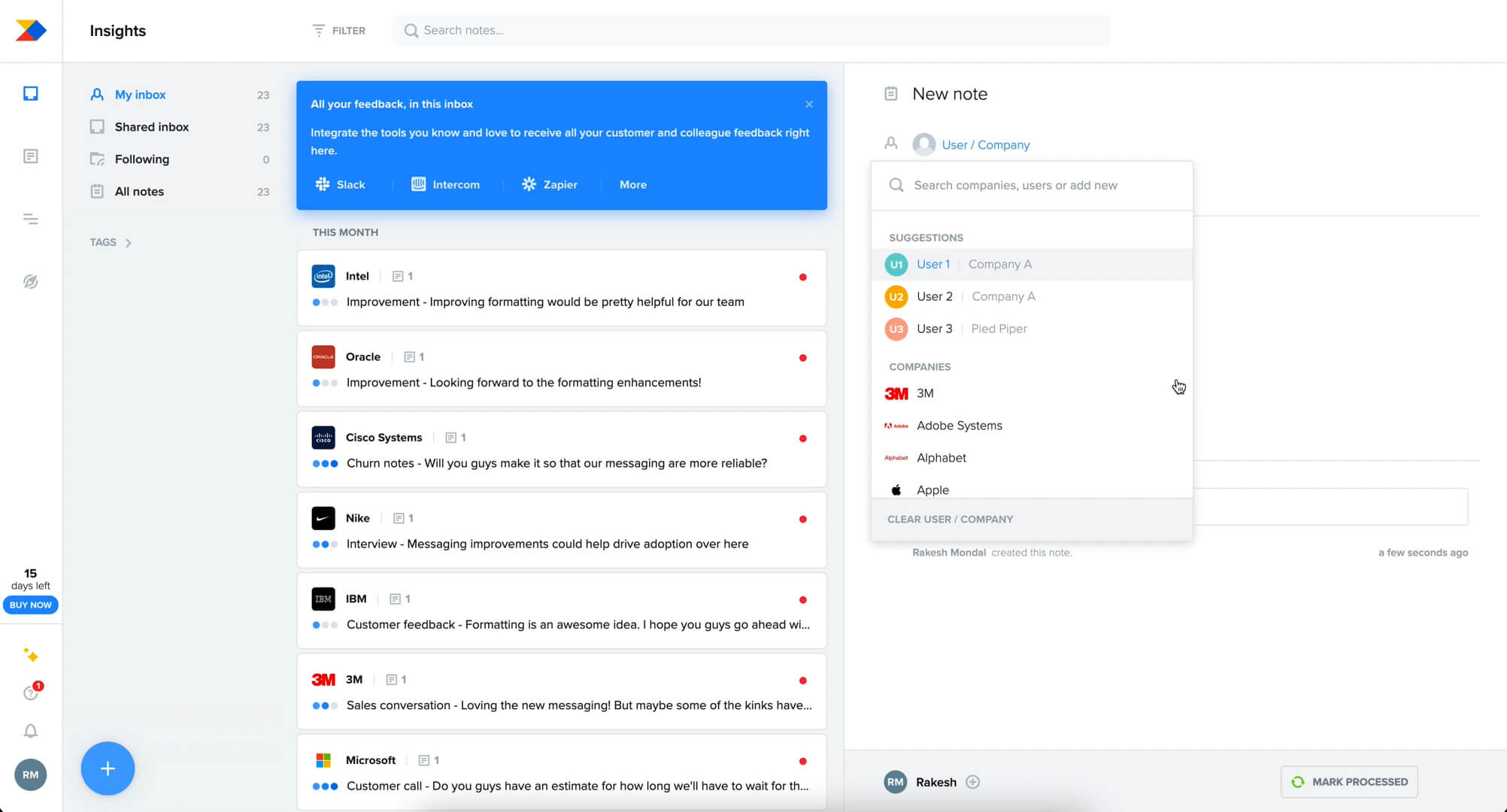 productboard UI, UX Design SaaS Application Design saas ui